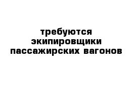   требуются экипировщики пассажирских вагонов